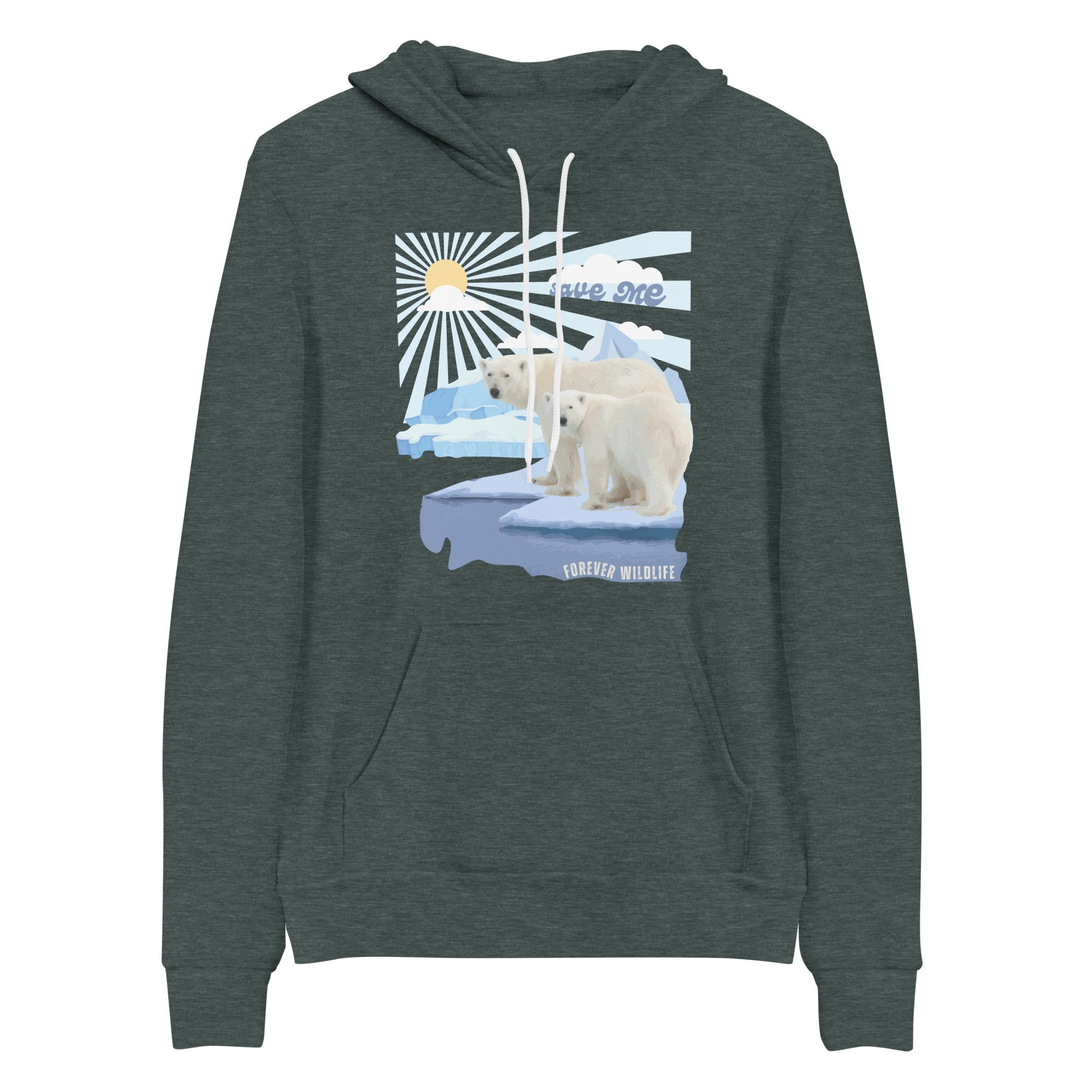 Polar Bears Hoodie in Forest – Premium Wildlife Animal Inspirational Hoodie Design, Save The Polar Bears part of Wildlife Hoodies & Clothing from Forever Wildlife