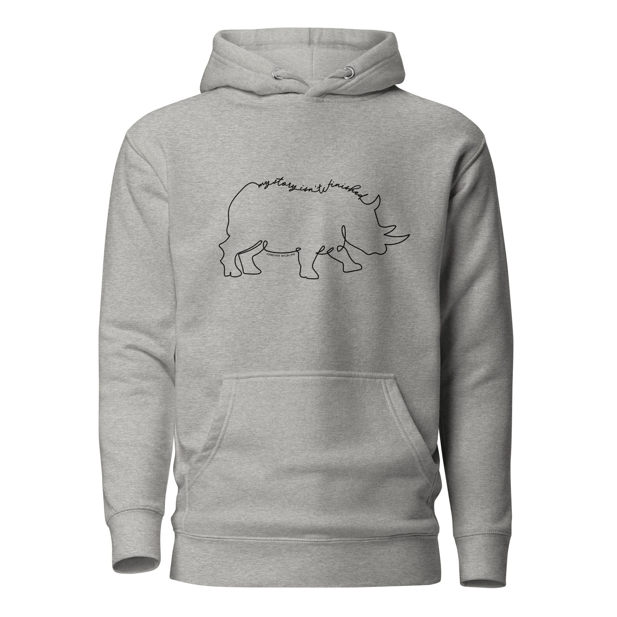 Rhino Hoodie in Grey – Premium Wildlife Animal Inspirational Hoodie Design, part of Wildlife Hoodies & Clothing from Forever Wildlife