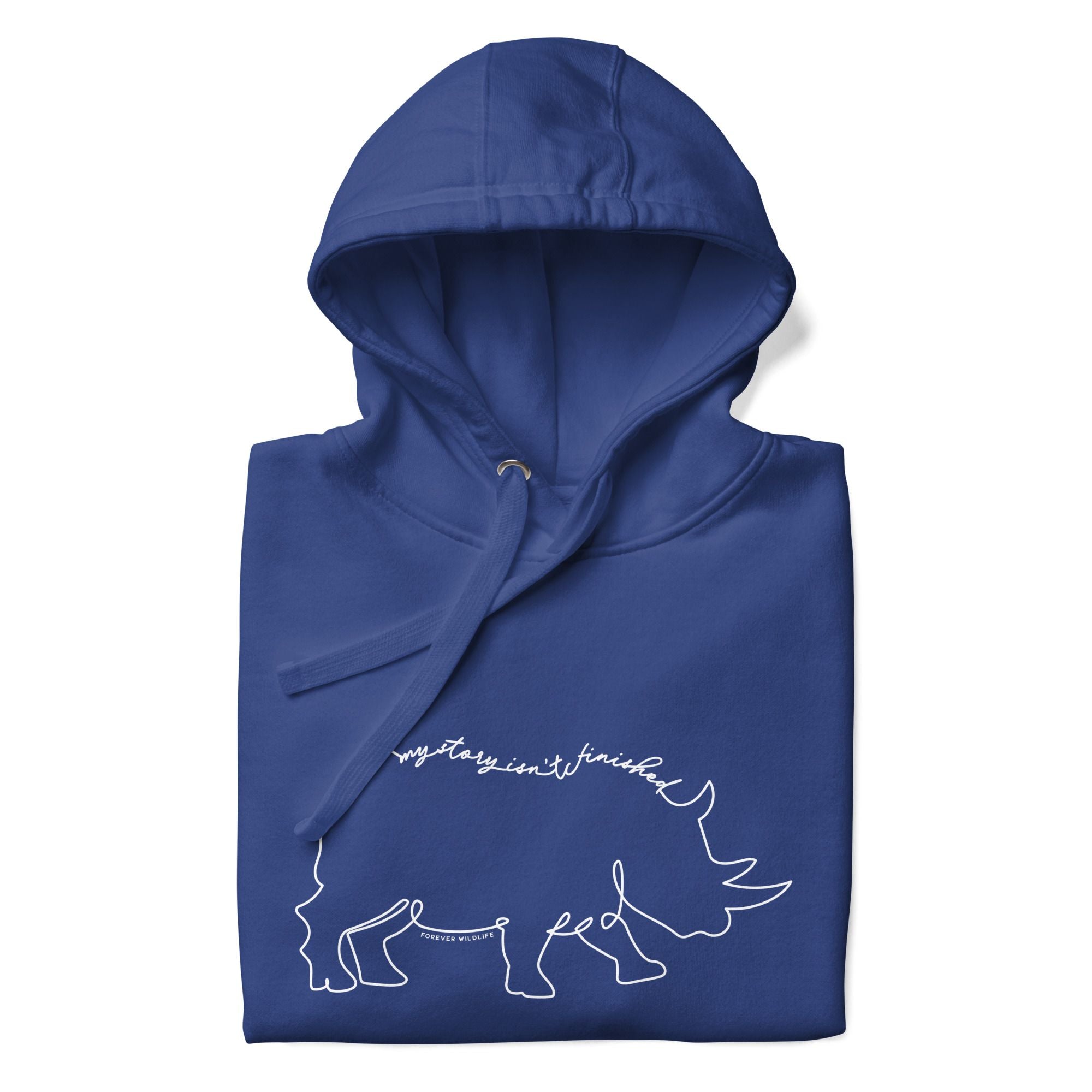 Rhino Hoodie in Royal Blue – Premium Wildlife Animal Inspirational Hoodie Design, part of Wildlife Hoodies & Clothing from Forever Wildlife