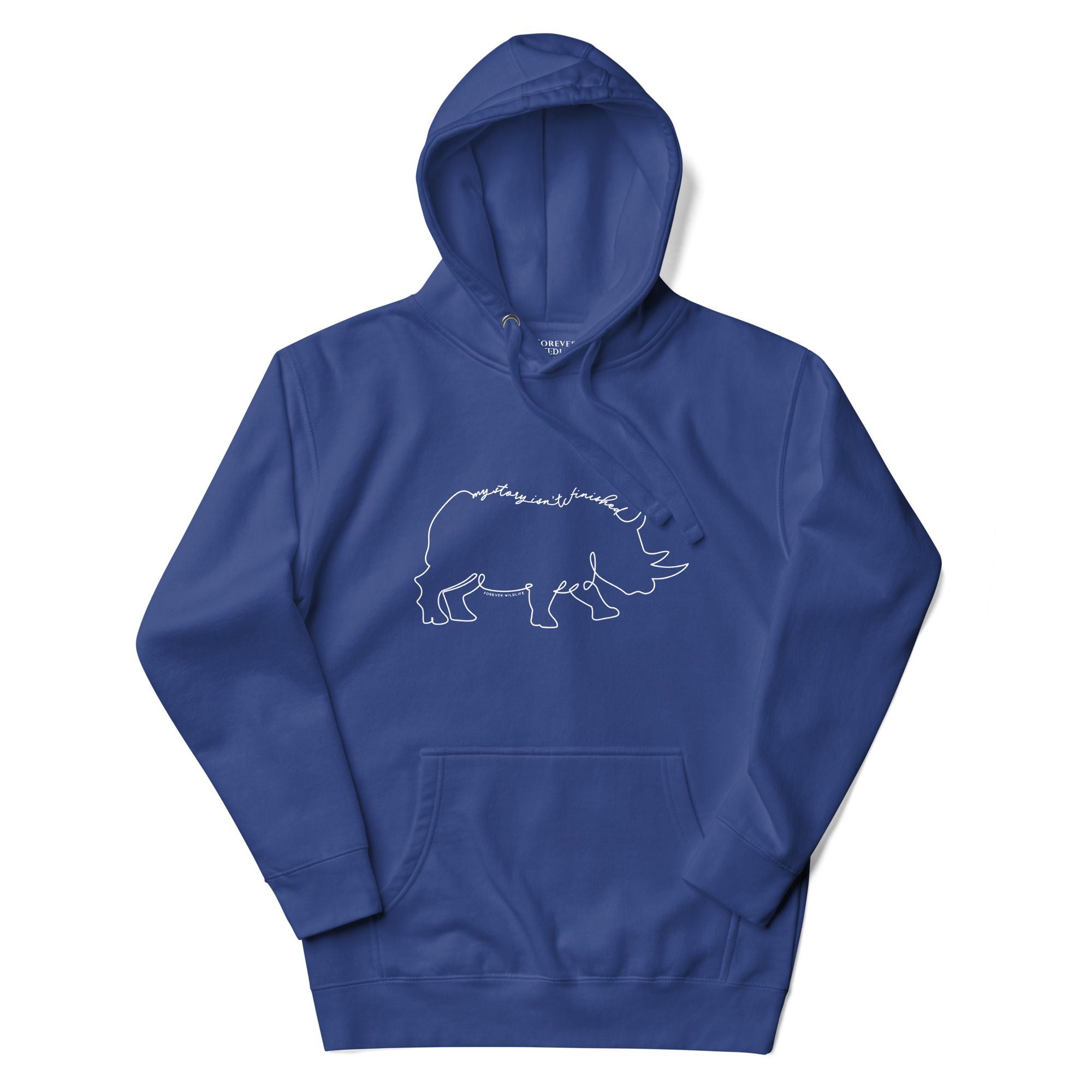 Rhino Hoodie in Royal Blue – Premium Wildlife Animal Inspirational Hoodie Design, part of Wildlife Hoodies & Clothing from Forever Wildlife