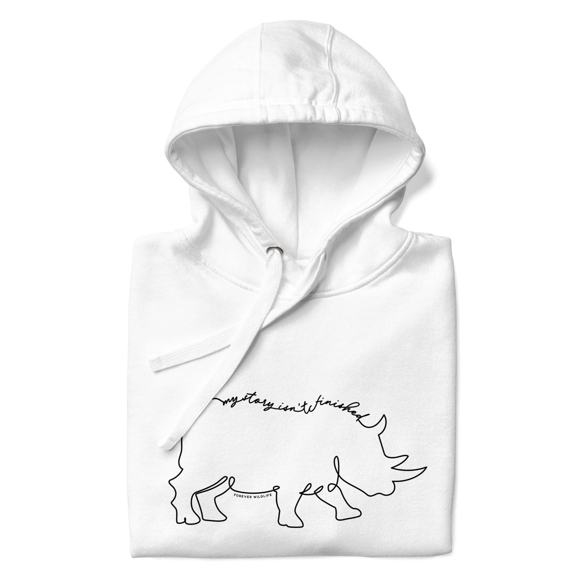 Rhino Hoodie in White – Premium Wildlife Animal Inspirational Hoodie Design, part of Wildlife Hoodies & Clothing from Forever Wildlife