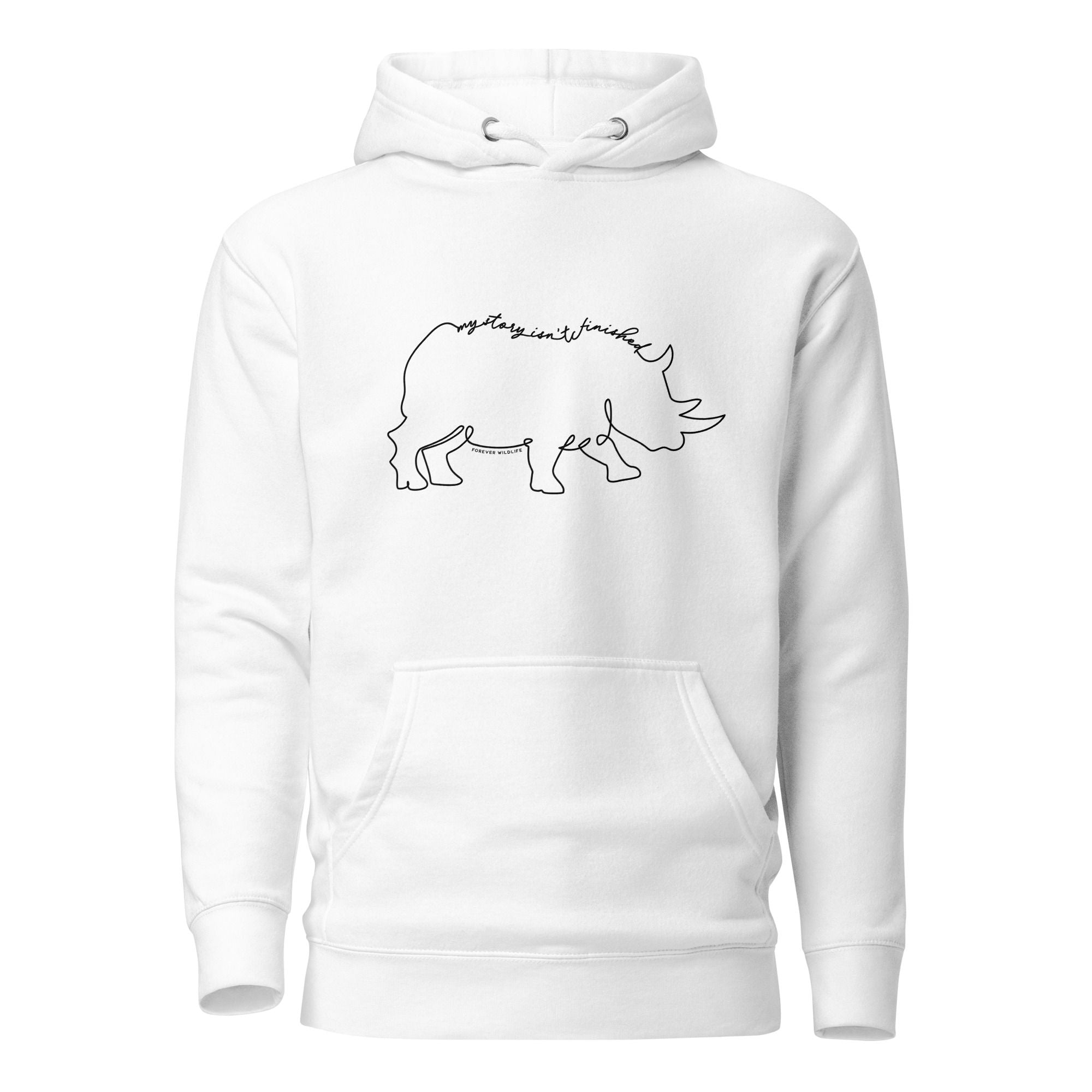 Rhino Hoodie in White – Premium Wildlife Animal Inspirational Hoodie Design, part of Wildlife Hoodies & Clothing from Forever Wildlife