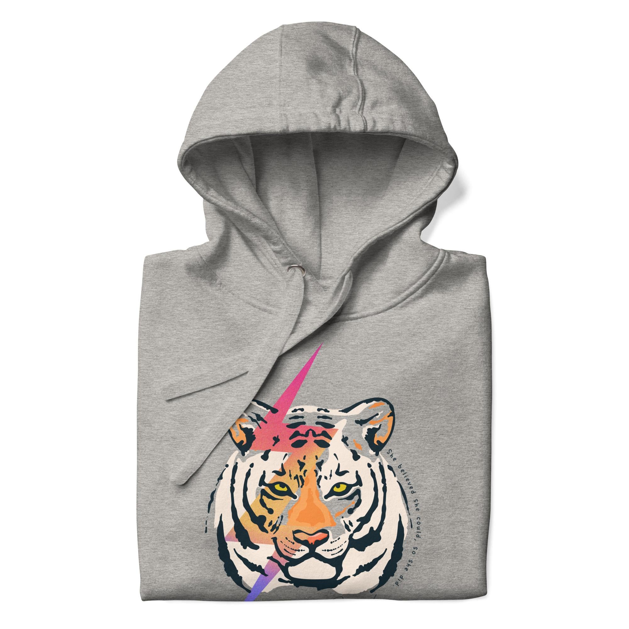 Tiger Hoodie in Carbon Grey – Premium Wildlife Animal Inspirational Hoodie Design, part of Wildlife Hoodies & Clothing from Forever Wildlife