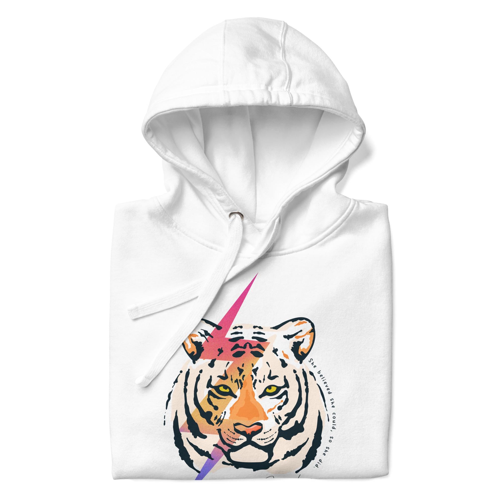 Tiger Hoodie in White – Premium Wildlife Animal Inspirational Hoodie Design, part of Wildlife Hoodies & Clothing from Forever Wildlife
