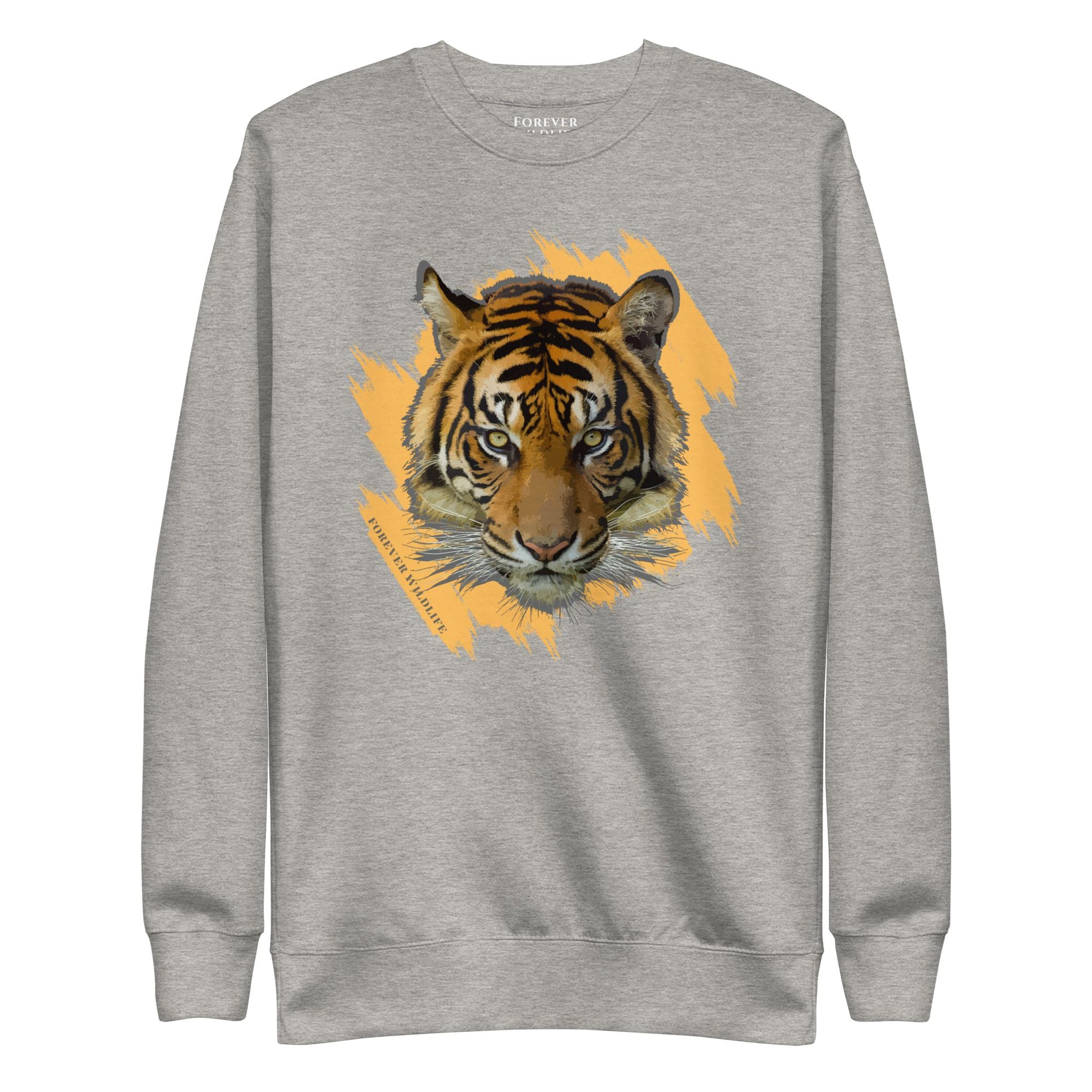 Tiger Sweatshirt in Grey-Premium Wildlife Animal Inspiration Sweatshirt Design, part of Wildlife Sweatshirts & Clothing from Forever Wildlife.