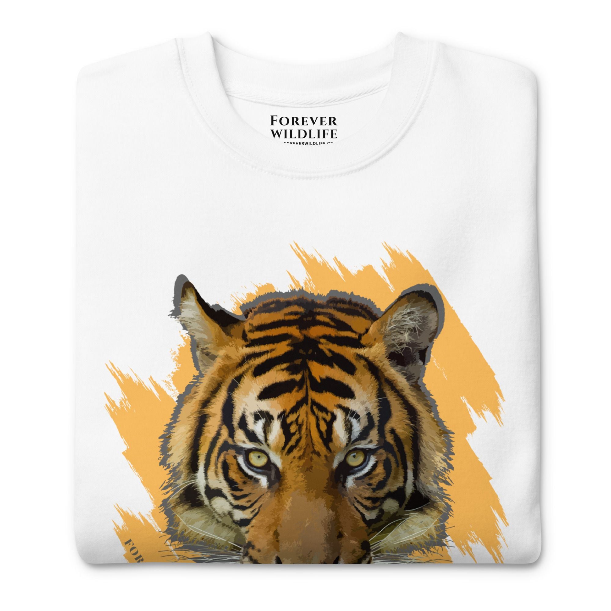 Tiger Sweatshirt in White-Premium Wildlife Animal Inspiration Sweatshirt Design, part of Wildlife Sweatshirts & Clothing from Forever Wildlife.