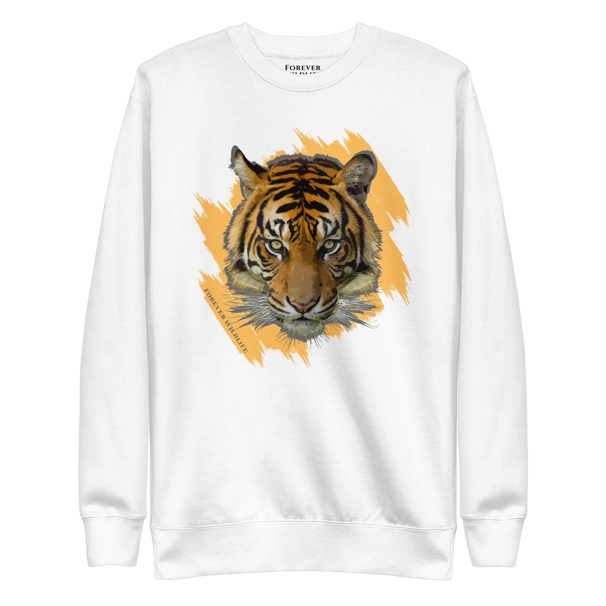 Tiger Sweatshirt in White-Premium Wildlife Animal Inspiration Sweatshirt Design, part of Wildlife Sweatshirts & Clothing from Forever Wildlife.