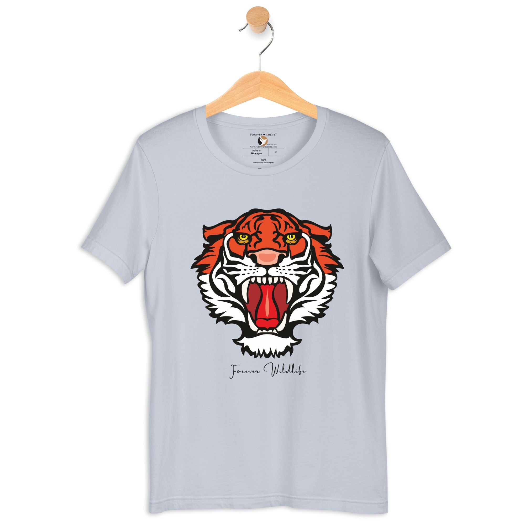 Tiger T-Shirt in Light Blue – Premium Wildlife T-Shirt Design, Wildlife Clothing & Apparel from Forever Wildlife