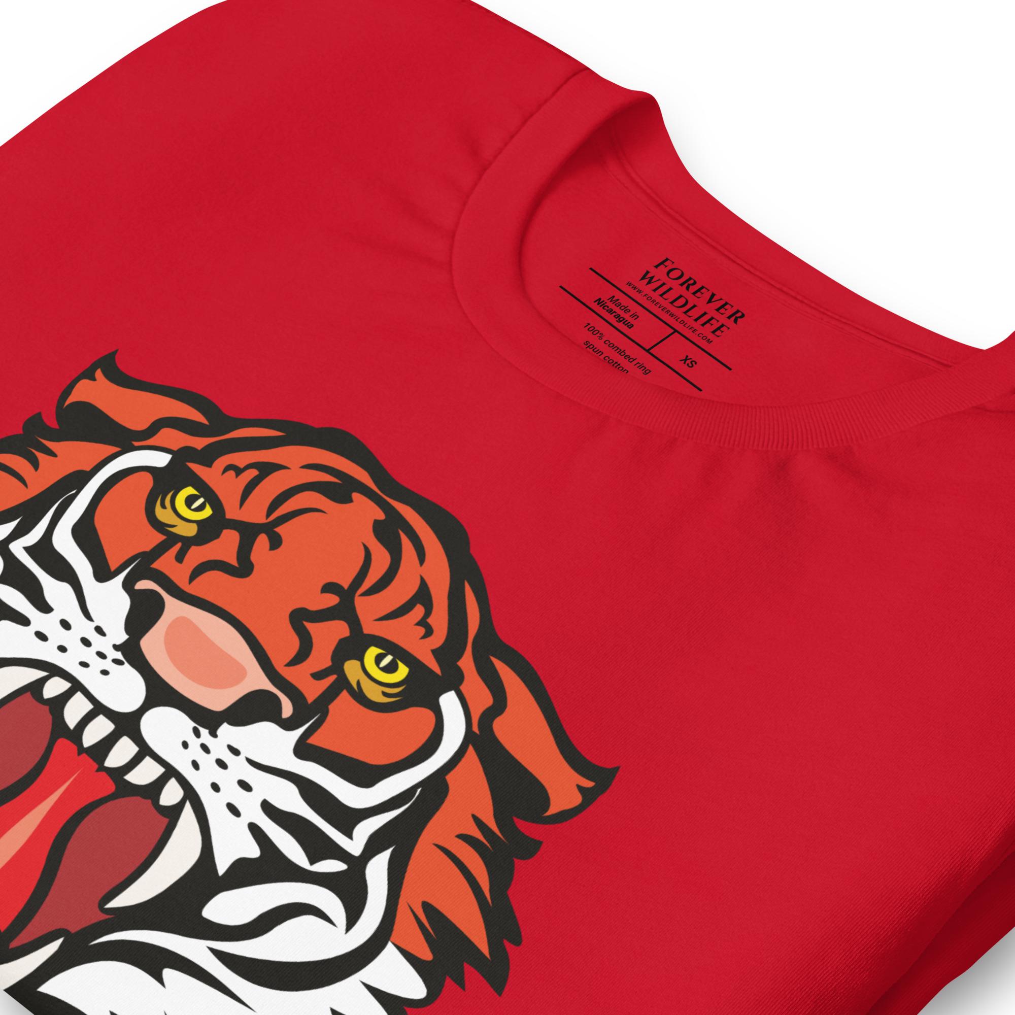 Tiger T-Shirt in Red – Premium Wildlife T-Shirt Design, Wildlife Clothing from Forever Wildlife