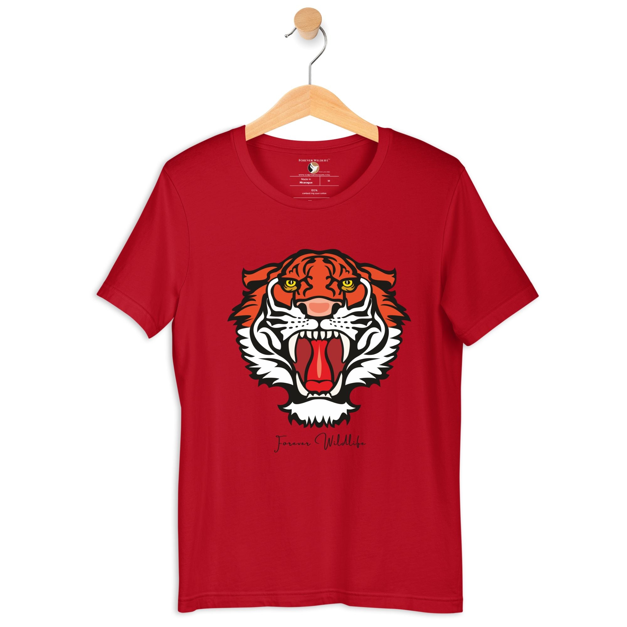 Tiger T-Shirt in Red – Premium Wildlife T-Shirt Design, Wildlife T-Shirts & Clothing from Forever Wildlife