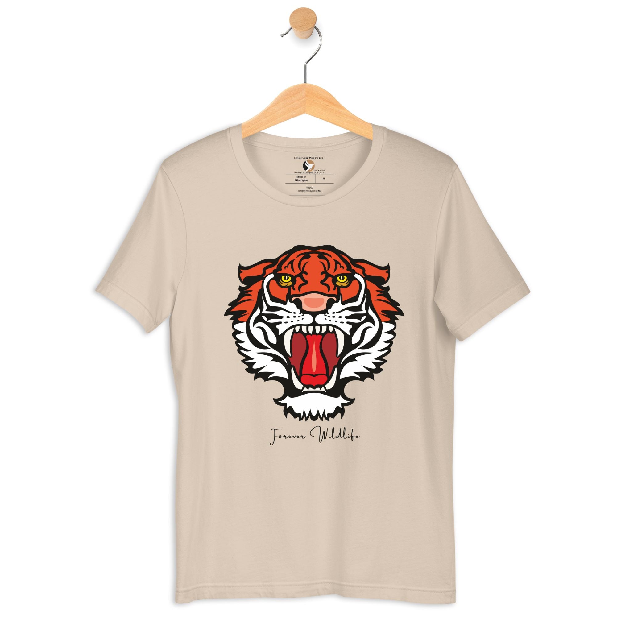 Tiger T-Shirt in Soft Cream – Premium Wildlife T-Shirt Design, Wildlife Clothing & Apparel from Forever Wildlife