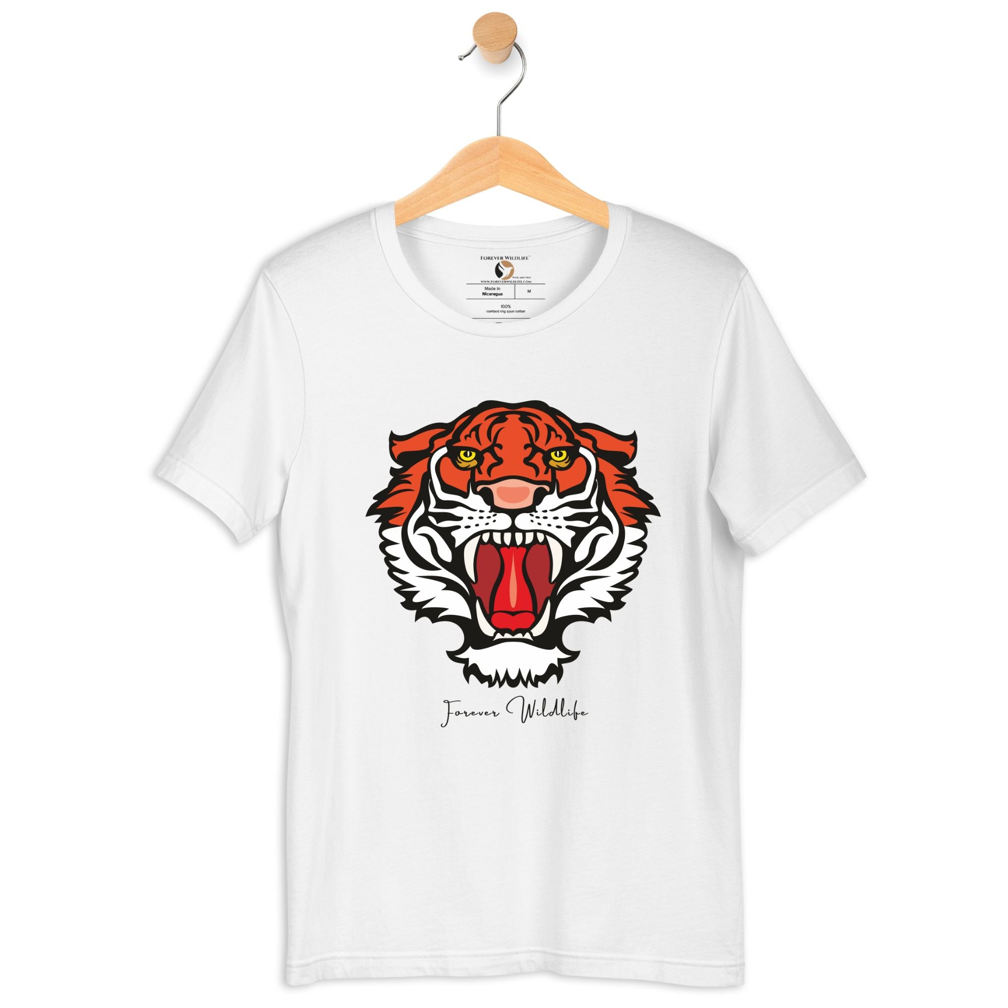 Tiger T-Shirt in White – Premium Wildlife T-Shirt Design, Wildlife T-Shirts & Clothing from Forever Wildlife