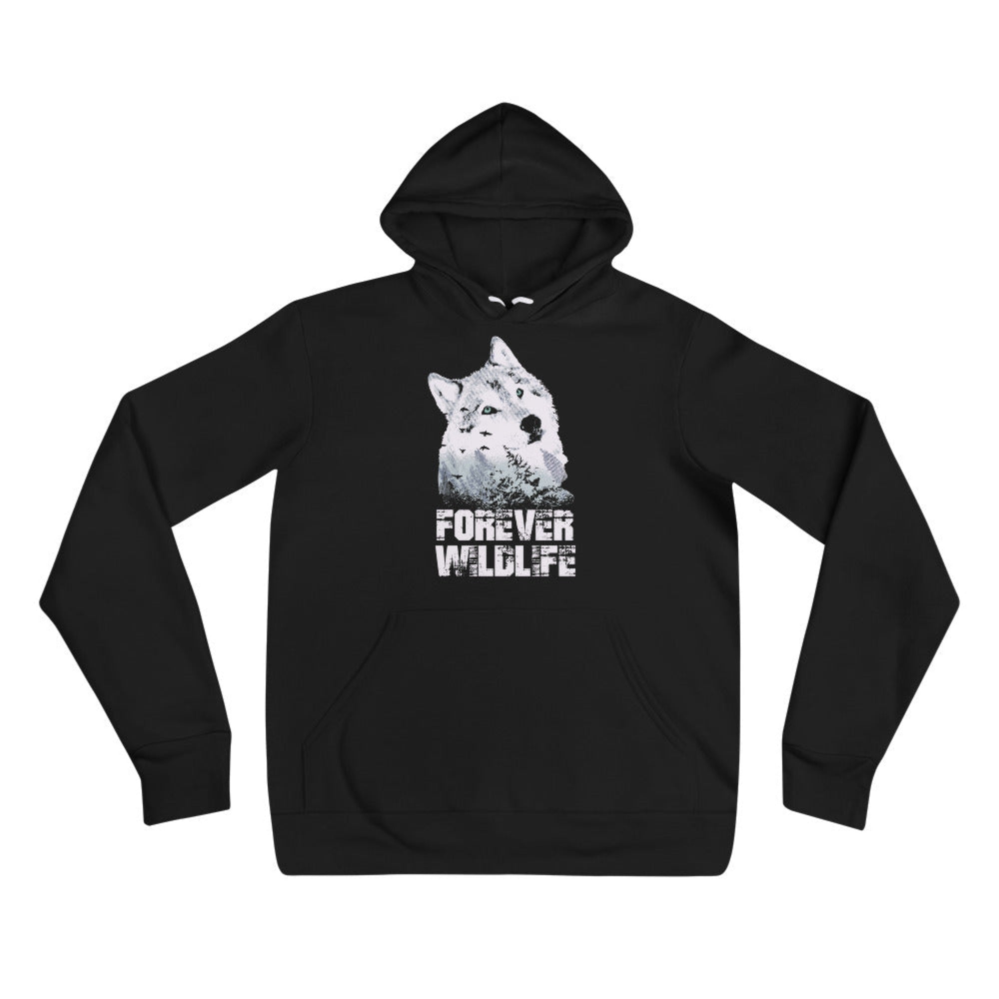 Wolf Hoodie in Black – Premium Wildlife Animal Inspirational Hoodie Design, part of Wildlife Hoodies & Clothing from Forever Wildlife