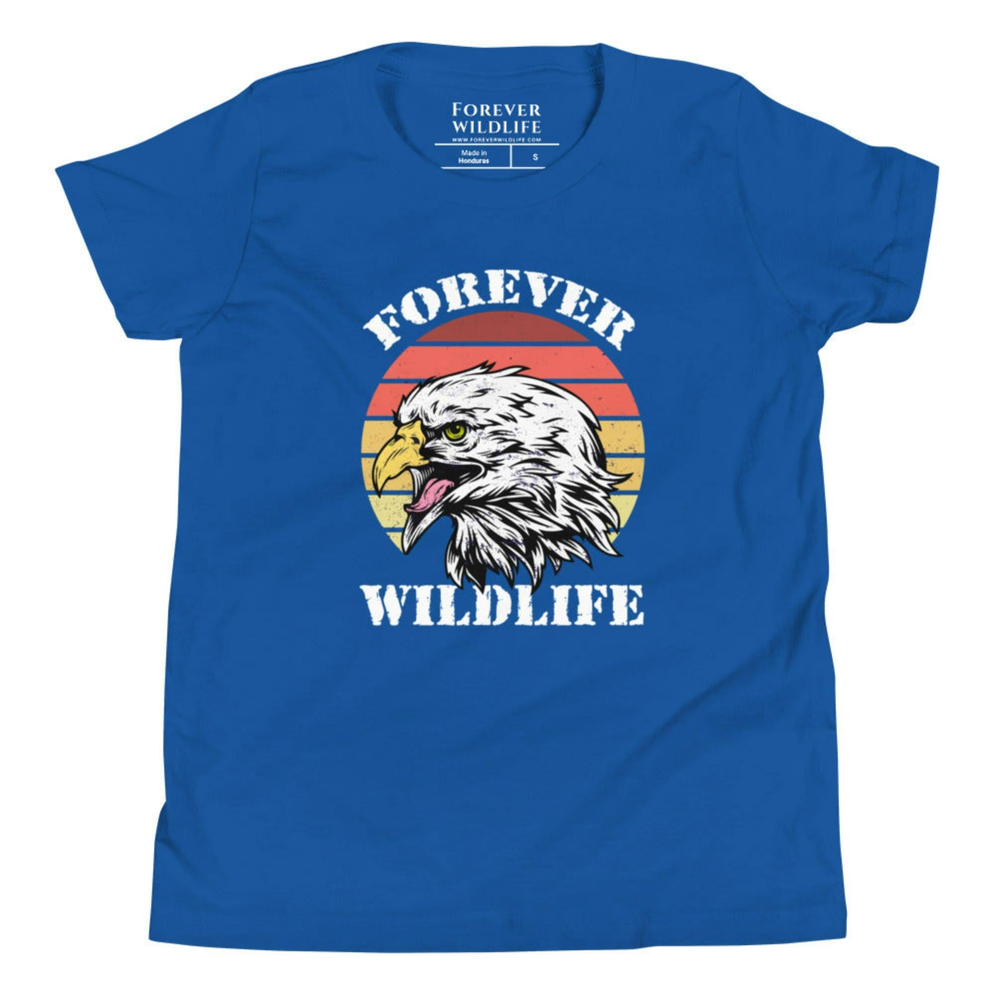 Royal Blue Youth T-Shirt with Eagle graphic as part of Wildlife T Shirts, Wildlife Clothing & Apparel by Forever Wildlife