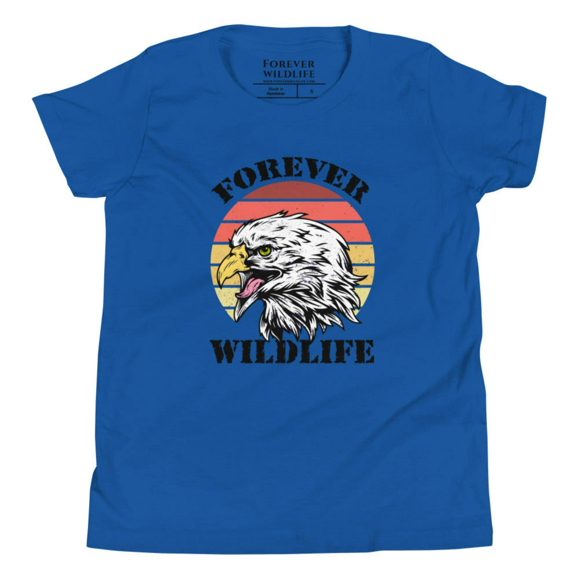 Royal Blue Youth T-Shirt with Eagle graphic as part of Wildlife T Shirts, Wildlife Clothing & Apparel by Forever Wildlife