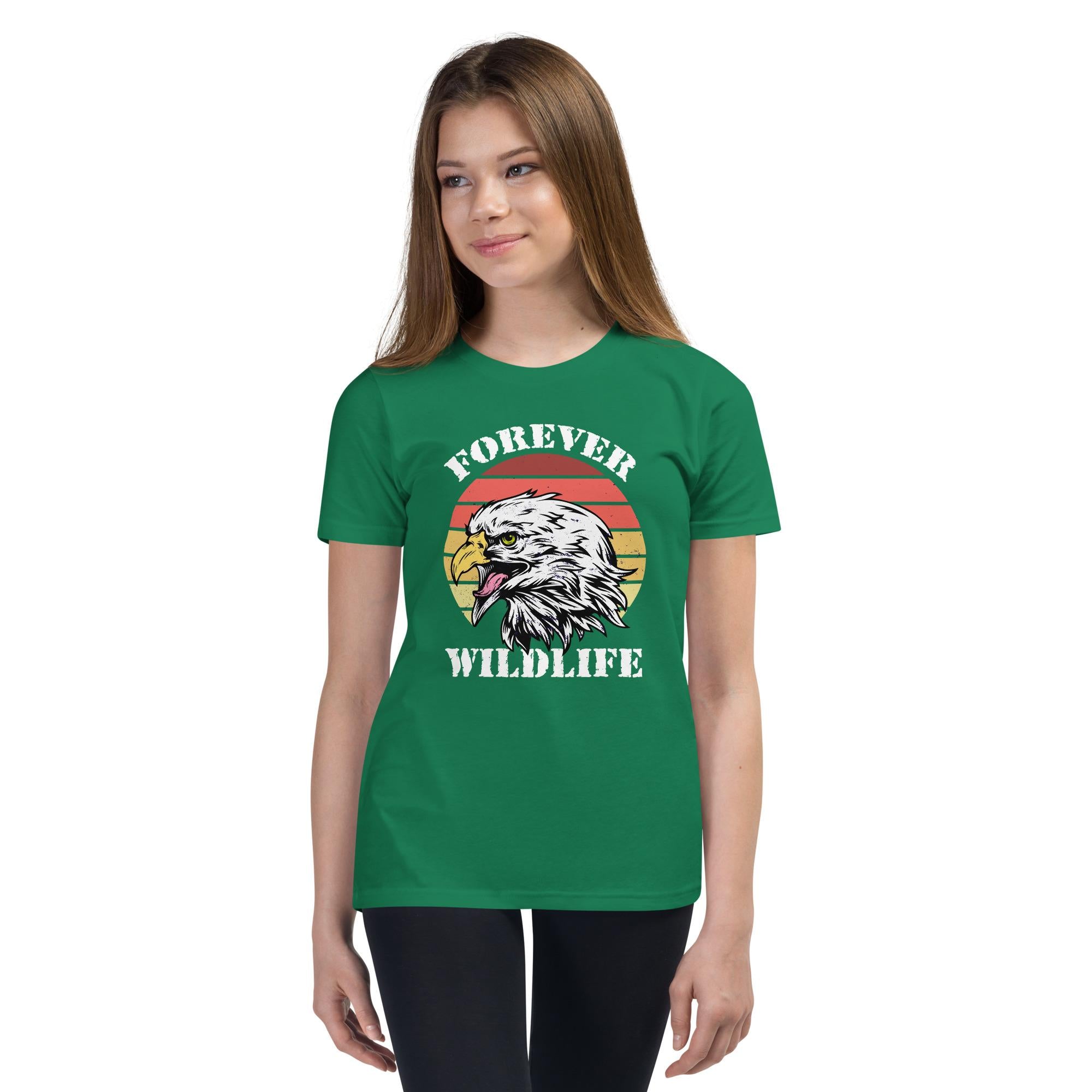 Teen wearing Youth T-Shirt with Eagle graphic as part of Wildlife T Shirts, Wildlife Clothing & Apparel by Forever Wildlife