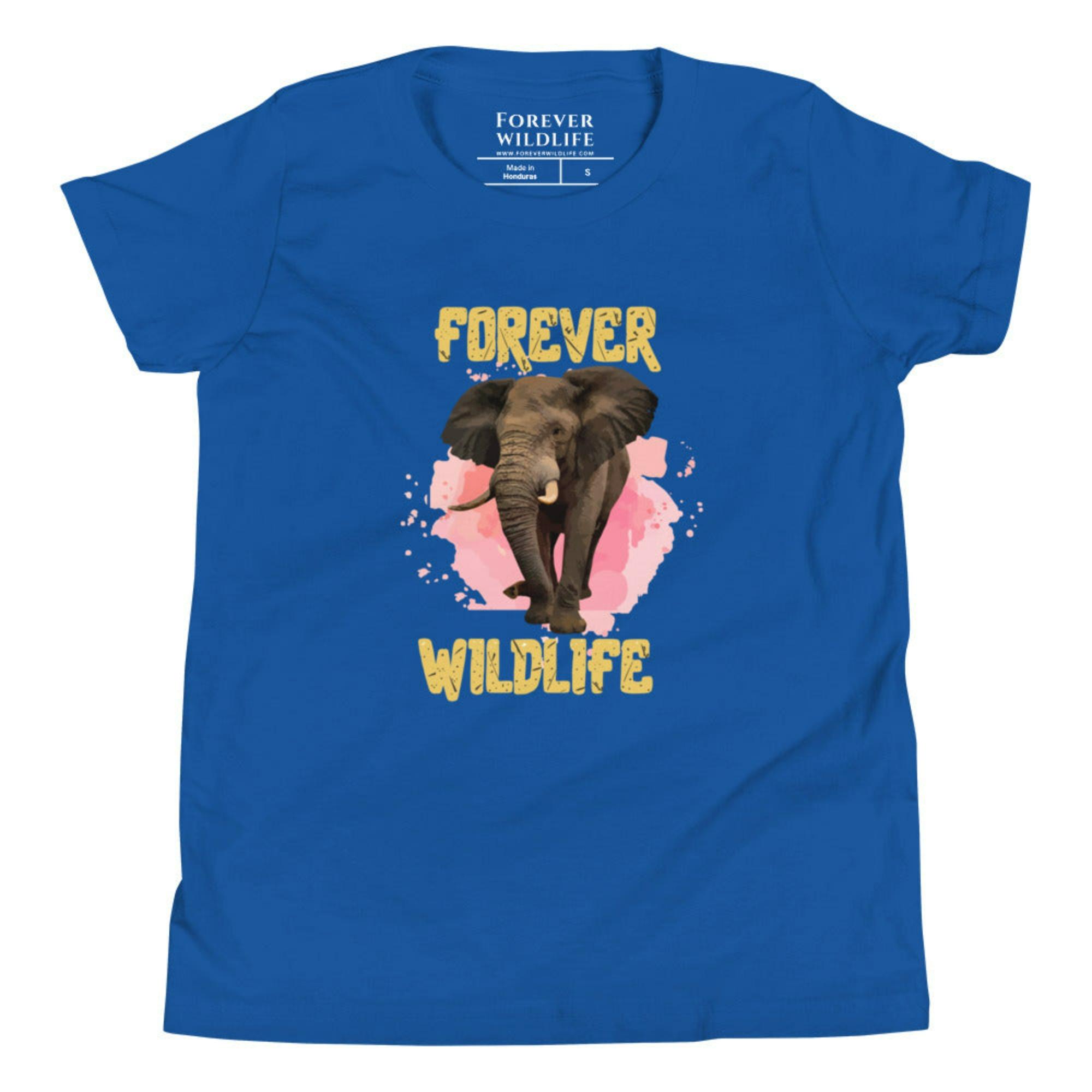 True Royal Youth T-Shirt with Elephant graphic as part of Wildlife T Shirts, Wildlife Clothing & Apparel by Forever Wildlife