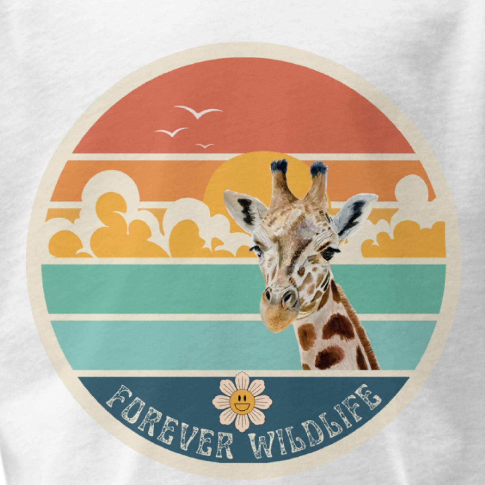 White Youth T-Shirt with Giraffe graphic as part of Wildlife T Shirts, Wildlife Clothing & Apparel by Forever Wildlife